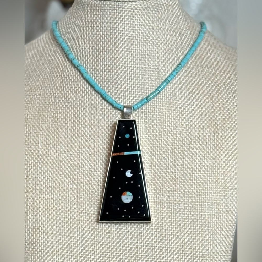 NWT Navajo Handmade Harold Smith Night Sky Inlay Pendant